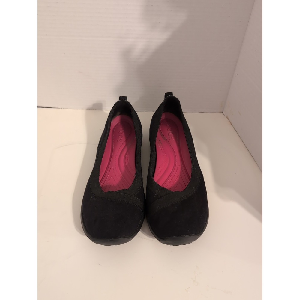 Crocs Women's Black Busy Day Stretch Skimmer Shoes Casual Comfort - Picture 3 of 9